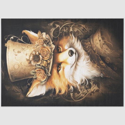 Steampunk Fox Head Tissuepapier (Voorkant)