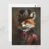 Steampunk Fox met een bril Briefkaart (Voorkant / Achterkant)