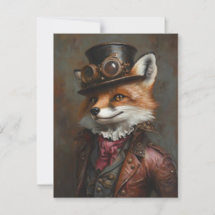 Steampunk Fox met een bril Briefkaart