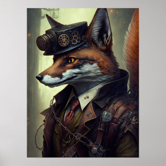 Steampunk Fox Wall Art Poster