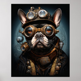 STEAMPUNK FRANSE BULLDOG POSTER
