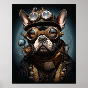 STEAMPUNK FRANSE BULLDOG POSTER