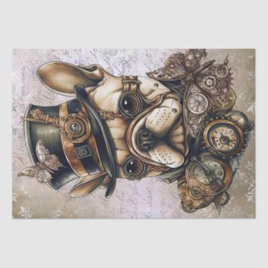 Steampunk French Bulldog Butterfly Tissuepapier (Voorkant)