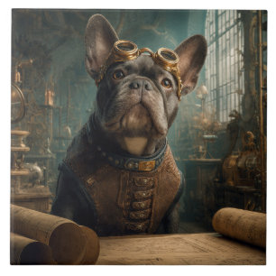 Steampunk Frenchie (Editie 2) - 15 x 15 cm Tegeltje