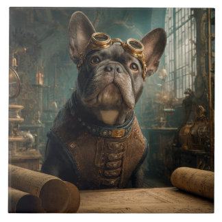 Steampunk Frenchie (Editie 2) - 15 x 15 cm Tegeltje