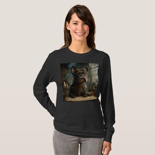 Steampunk Frenchie (Edition 1) - Basic Long Sleeve T-shirt (Voorkant volledig)