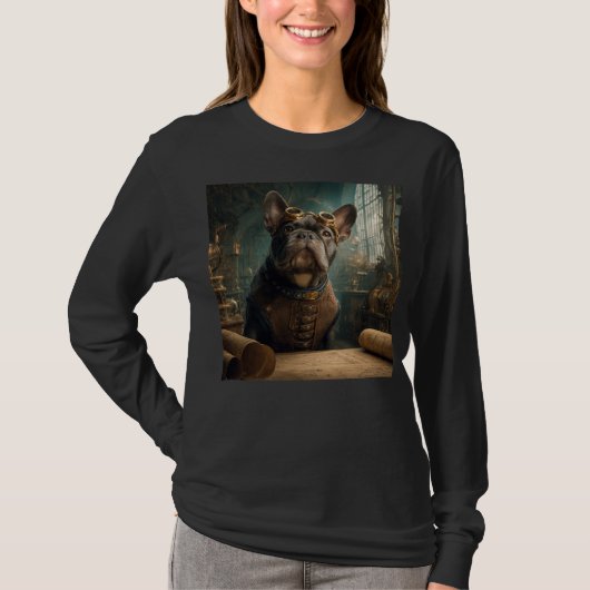Steampunk Frenchie (Edition 2) - Basic Long Sleeve T-shirt (Voorkant)
