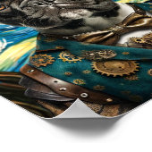 Steampunk Frenchie in de Sterrennacht Poster (Hoek)