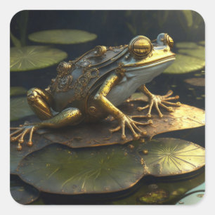Steampunk Frog Gotische kunst Vierkante Sticker