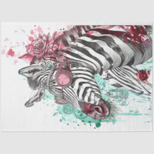 Steampunk Fun Zwart Roze Zebra Decoupage Tissuepapier