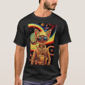 Steampunk futuristische scifi cat robot  retro t-shirt (Voorkant)