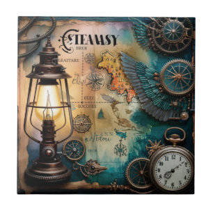 Steampunk Gaslamp Keramische Tegel Tegeltje
