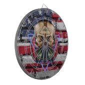 Steampunk Gasmask Skull Biohazard Amerikaanse vlag Dartbord (Voorkant Links)