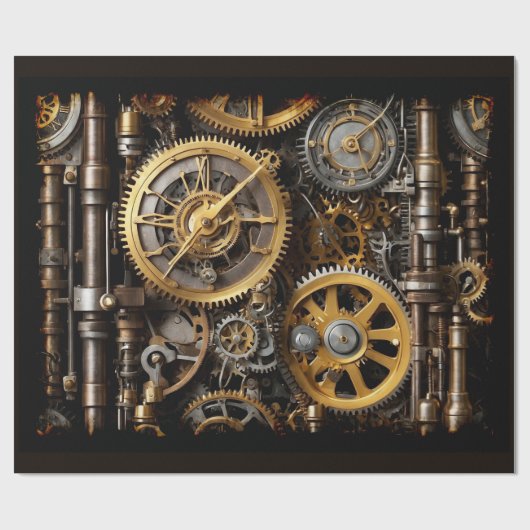 Steampunk Gear en Lever Engine Cadeaupapier (Vlak)