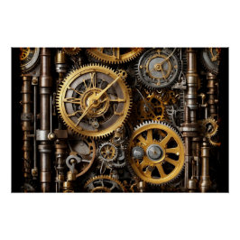 Steampunk Gear en Lever Engine Perfect Poster