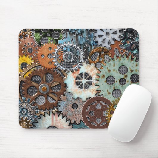 STEAMPUNK GEAR ONTWERP MOUSEPAD MUISMAT (Met muis)