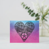 Steampunk Gear Valentijn Heart Waterverf Feestdagenkaart (Staand voorkant)