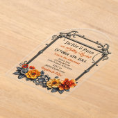 Steampunk Gears and Flowers thema bruiloft Acryl Uitnodigingen (Laagn)