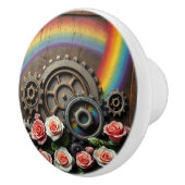 Steampunk Gears and Rainbow Keramische Knop (Rechts)