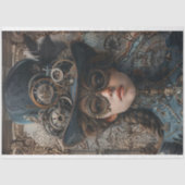 Steampunk Gears Blauwgroen Meisje Decoupage Tissuepapier (Voorkant)