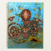 Steampunk Gears Collage Aqua Copper Planner (Voorkant)