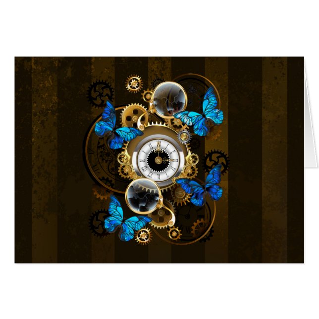 Steampunk Gears en Blue Butterflies (Voorkant Horizontaal)