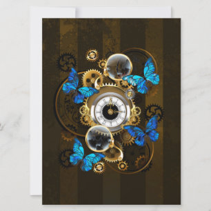 Steampunk Gears en Blue Butterflies