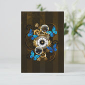 Steampunk Gears en Blue Butterflies Aankondiging (Staand voorkant)