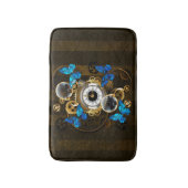 Steampunk Gears en Blue Butterflies Badmat (Voorkant Verticaal)