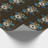 Steampunk Gears en Blue Butterflies Cadeaupapier (Hoek)