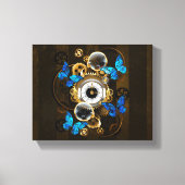 Steampunk Gears en Blue Butterflies Canvas Afdruk (Voorkant)