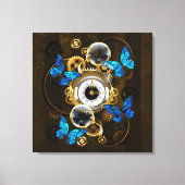Steampunk Gears en Blue Butterflies Canvas Afdruk (Voorkant)