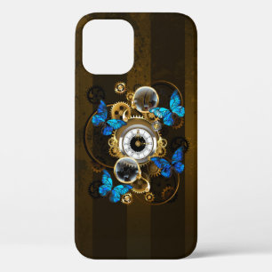 Steampunk Gears en Blue Butterflies iPhone 12 Hoesje