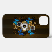 Steampunk Gears en Blue Butterflies Case-Mate iPhone Case (Achterkant (horizontaal))