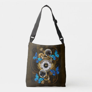 Steampunk Gears en Blue Butterflies Crossbody Tas