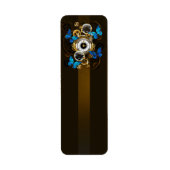 Steampunk Gears en Blue Butterflies Etiket (Voorkant)