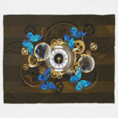 Steampunk Gears en Blue Butterflies Fleece Deken (Voorkant (Horizontaal))