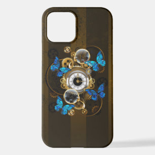 Steampunk Gears en Blue Butterflies iPhone 12 Hoesje