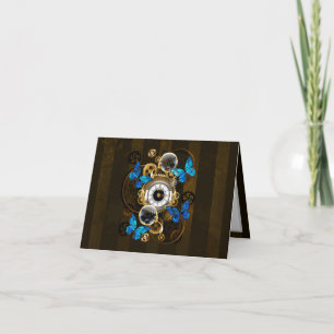 Steampunk Gears en Blue Butterflies Kaart