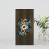 Steampunk Gears en Blue Butterflies Kaart (Staand voorkant)