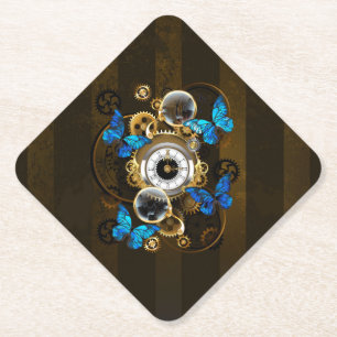 Steampunk Gears en Blue Butterflies Kartonnen Onderzetters