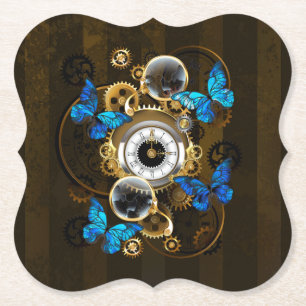 Steampunk Gears en Blue Butterflies Kartonnen Onderzetters