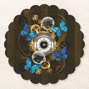 Steampunk Gears en Blue Butterflies Kartonnen Onderzetters