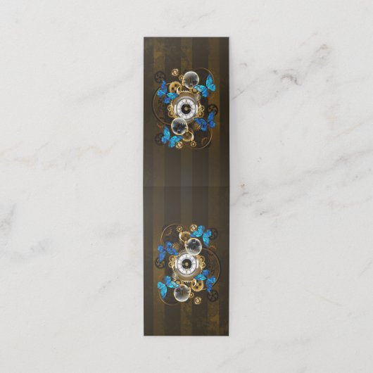 Steampunk Gears en Blue Butterflies Klantenkaartje (Buitenkant ongevouwen)