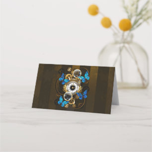 Steampunk Gears en Blue Butterflies Klantenkaartje