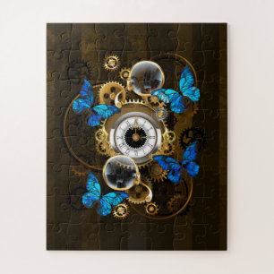 Steampunk Gears en Blue Butterflies Legpuzzel