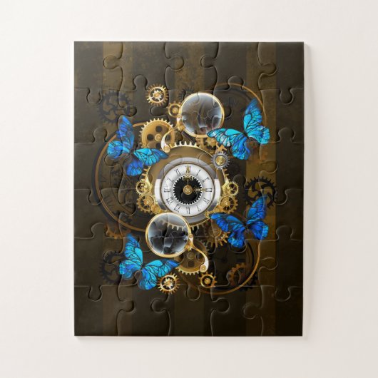 Steampunk Gears en Blue Butterflies Legpuzzel (Verticaal)