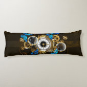 Steampunk Gears en Blue Butterflies Lichaamskussen (Achterkant)