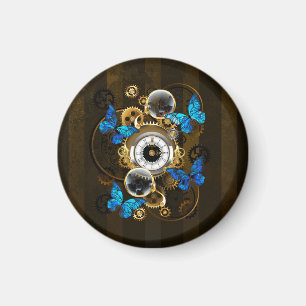 Steampunk Gears en Blue Butterflies Magneet