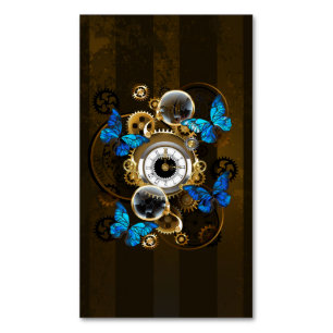Steampunk Gears en Blue Butterflies Magnetisch Visitekaartje